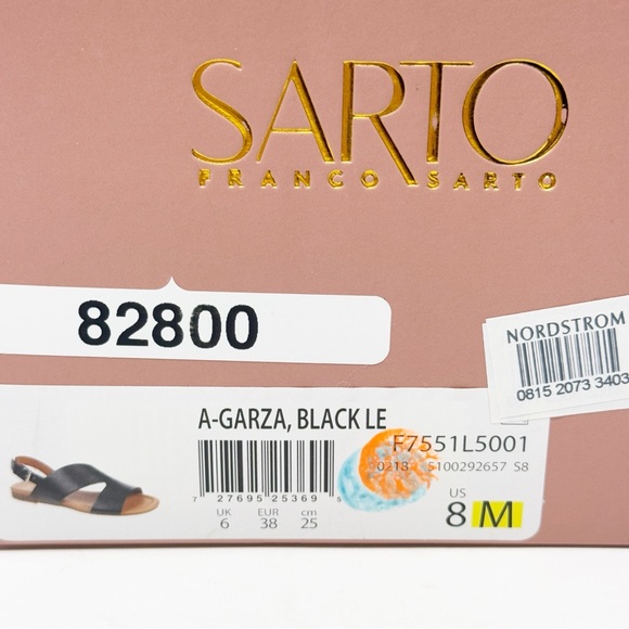 Franco Sarto Black Leather GARZA Sandals Size 8 Open Toe Casual Boho Summer NEW - Picture 8 of 8